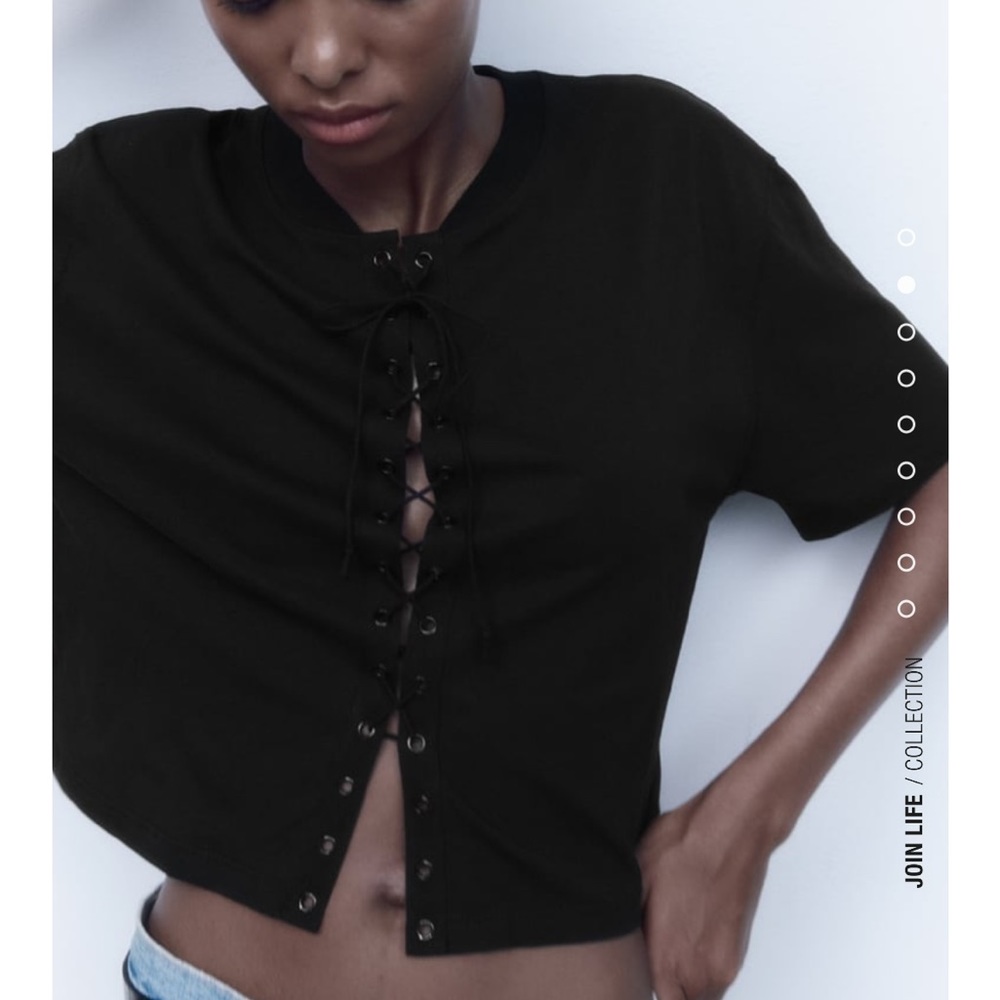 Zara Lace-Up Cropped Tee